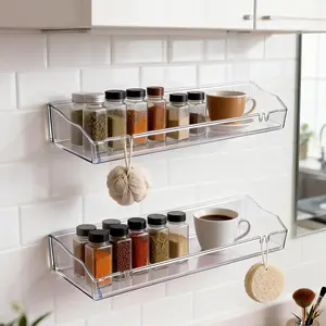 Invisible Acrylic Bathroom Shelf, Floating Wall Organizer, Adhesive & Hardware Included for Shower and Vanity Storage