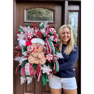 Whimsical Christmas Peppermint Gingerbread Wreath