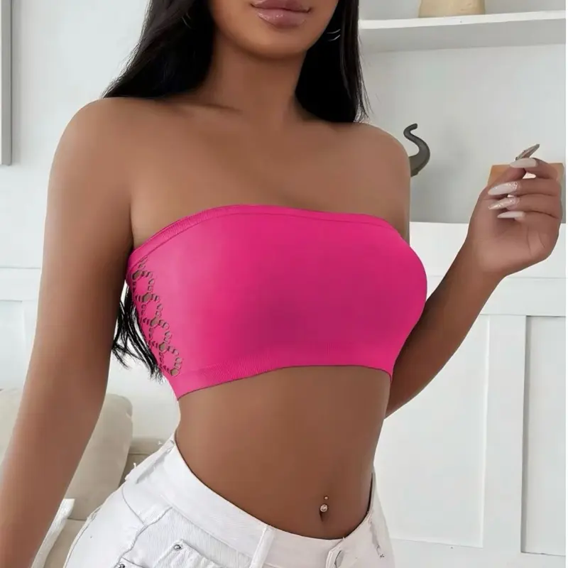 Women’s Seamless Strapless Tube Top with Cutout Detail