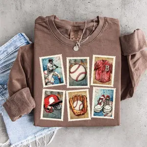 Vintage Baseball Stamps Sweatshirt, Retro Baseball Shirt, Baseball Mom Shirt, Baseball Season Sweatshirt, Spring Sports Shirt