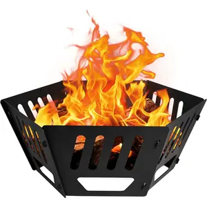 24-inch Fire Pit, Outdoor Portable - Fire Pit Log Stove Fireplace for Camping, Backyard, Garden Picnic Patio and Beach. Comes with A Carry Bag