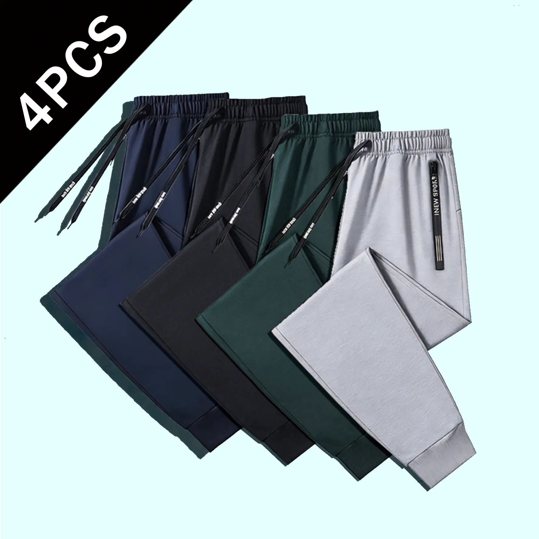 Men's Slim-Fit Tapered Long Activewear Jogger Pants - 1-4 Pcs Summer Thin Breathable Athleisure Bottoms, Casual Comfy Jogger Athletic Trousers with Drawstring Waist
