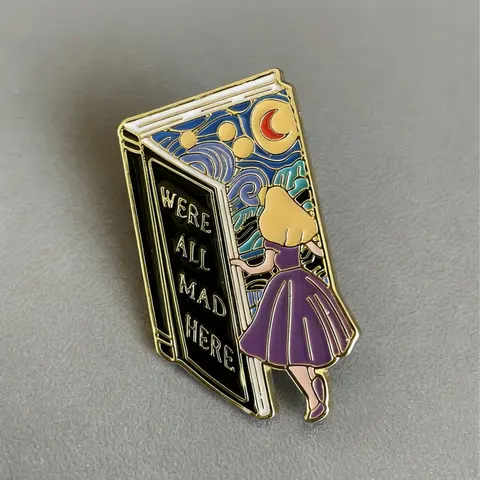 Hard Enamel Brooch Girl & Painting Book Design, Unique Metal Badge & Pin, Personal Style Statement, Ideal Gift for Her, Durable Metal Pins, Alloy Brooch Pin, Lapel Pins, Accessories, Brooch Pin Clip