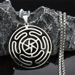 Hecate's Wheel Necklace - Strophalos Pendant 1.0"–1.5" with 18"–20" Chain for Hecate Devotion & Crossroads Liminal Alignment