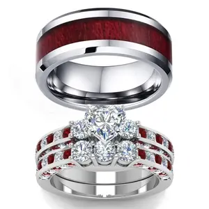 Men's And Women's Couple Rings With Zircon Synthetic Anniversary