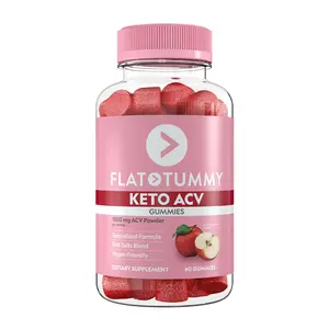 Flat Tummy Sugar Free ACV Gummies - Keto & Vegan - Apple Cider Vinegar Powder & BHB Salts Blend - Edible Supplement Gut Health Healthcare