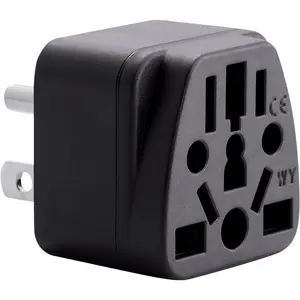 Travel Plug Adapter, EU,AU,UK,NZ,CN to  (Type B), Grounded 3 Prong  Wall Plug, EU to  Travel Adaptor Pin Converter, Power Outlet Charger (1-Pack)