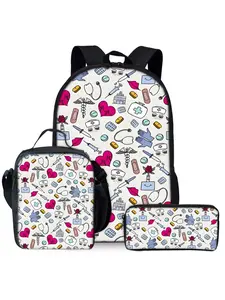 Medical Print 3-Piece Printed Backpack Set (Backpack, Lunch Bag, Pencil Case)