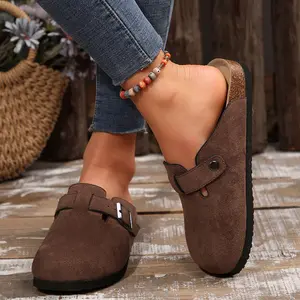 Women's Slippers Suede Clogs Potato Shoes Cork Footbed Sandals Comfort Mules Slip On Slippers Adjustable Buckle Indoor Outdoor Shoes