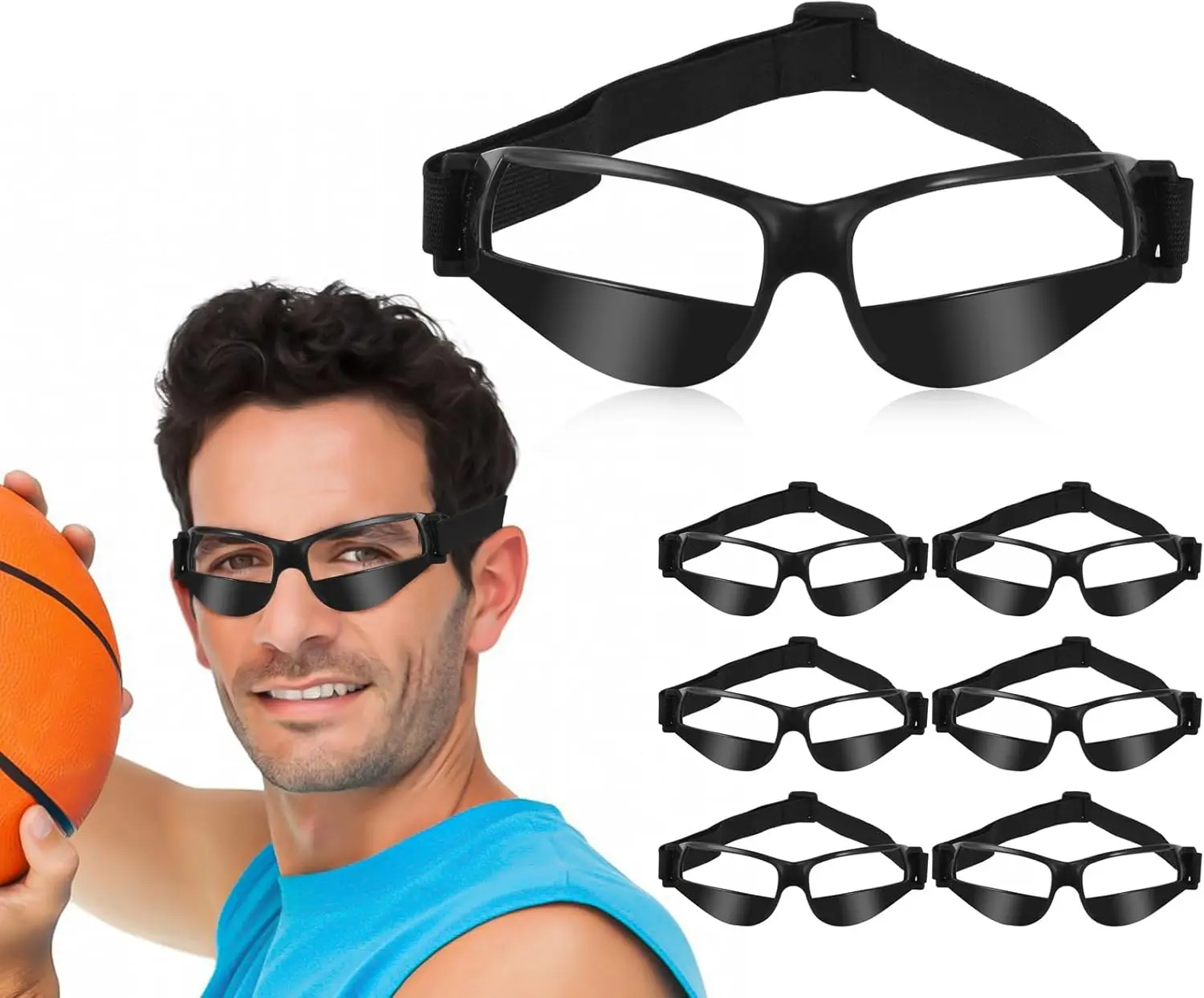 7 Pack of Basketball Dribbling Goggles，Basketball Training,Aid Training Equipment for Improving Court Vision，Adjustable Basketball Sports Training Glasses，Improves Ball Handling JETOLAKQ