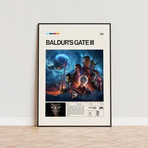 ROMULO Baldur's Gate 3 Poster, Video Game Poster, Minimalist Game Print, Gaming Room Poster, Gamer Gift, Gaming Wall Art