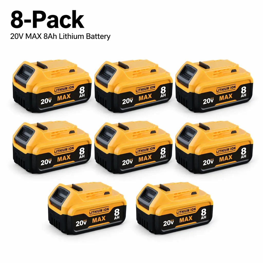 8-Pack DeWalt 20V MAX Battery 8.0Ah Replacement for DCB200 DCB205, Compatible with DeWalt DCB206 DCB208 Cordless Drill Impact Driver