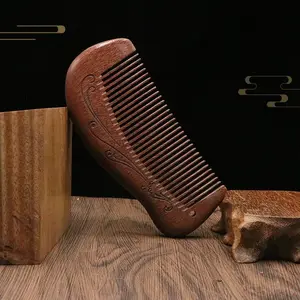 Peach Wood Comb Portable Gift Giving Small Comb for Hair Styling Natural Old Material Tassel Comb Hand Polished Round Anti-Static Hair Health Care
