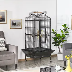 【Extra Large & 4 Castors】 Yaheetech 63''H Bird Cage, Open Play Top Bird Cage for African Grey Parrots/Amazon Parrot/Caiques/Macaw, Large Rolling Metal Bird Cage