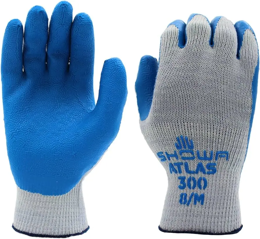 Atlas 300M Fit 300 Protective Working Gloves, 12-Pair Bulk Pack, Crinkle-Enhanced Anti-Slip Support Grip, Black or Blue Safety Work Gloves for Home Improvement & Work Safety, Protective Work Gloves