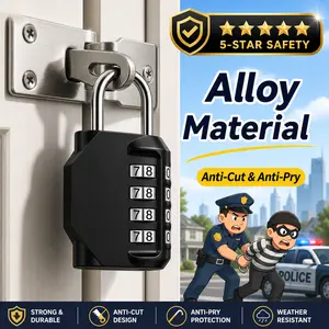 Combination Lock Waterproof 4 Digit Padlocks with 10,000 Combinations Zinc Alloy High Security for Door Tool Boxes Schools Gym Garden Fences Reel Cabinet Storage Black 1PCS