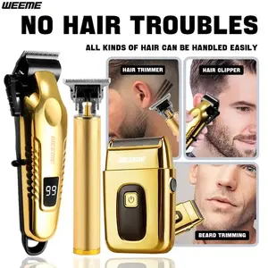 3 in 1 Men's Grooming Kit, 1 Set USB-C Fast Charge LCD Power Display Hair Trimmer & Cordless Combo Clipper Kit, Usb Rechargeable Trimmer, Home & Travel Essential, Gift for Dad/Husband