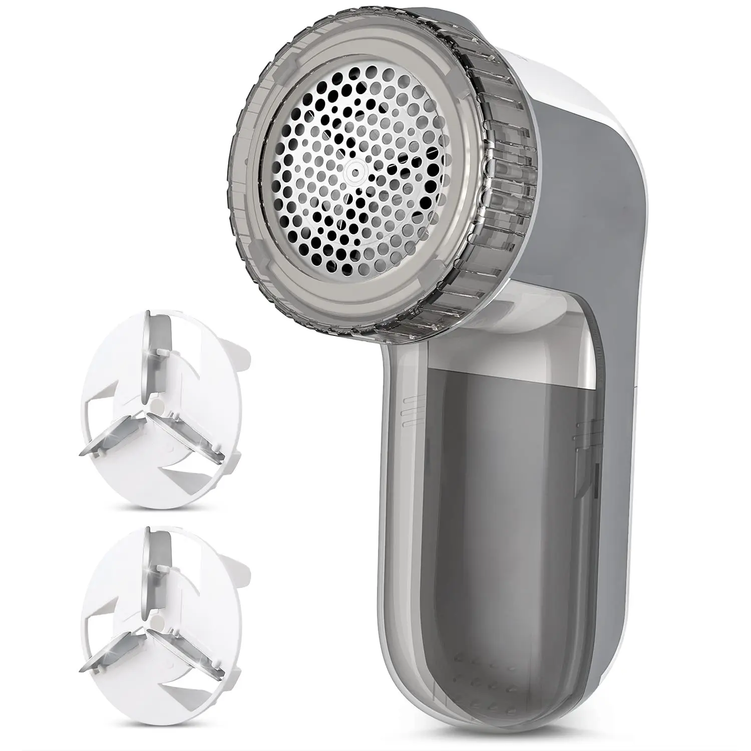 Gray Fabric Shaver & Lint Remover - Home, Travel Portable Electronic Clothing Care Tool, 2-Speed Battery Operated, Durable and Replaceable Stainless Steel Blades, Effortless Fuzz, Pills, Bobbles Removal