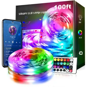 LED Lights for Bedroom, RGB LED Strip Lights with App and Remote Control, Music Sync Color Changing for Room Decoration and Party, Halloween Decor