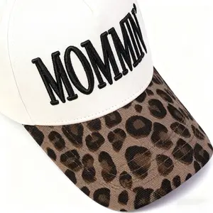 MOMMIN’ Leopard Print Baseball Cap – Cute Mom Hat for Women, Adjustable Mesh Trucker Hat, Trendy Mom Life Accessories, Casual Streetwear Outdoor Cap, Christmas Gift for Mom, Mama, Wife & Mom Friends, Popular baseball cap