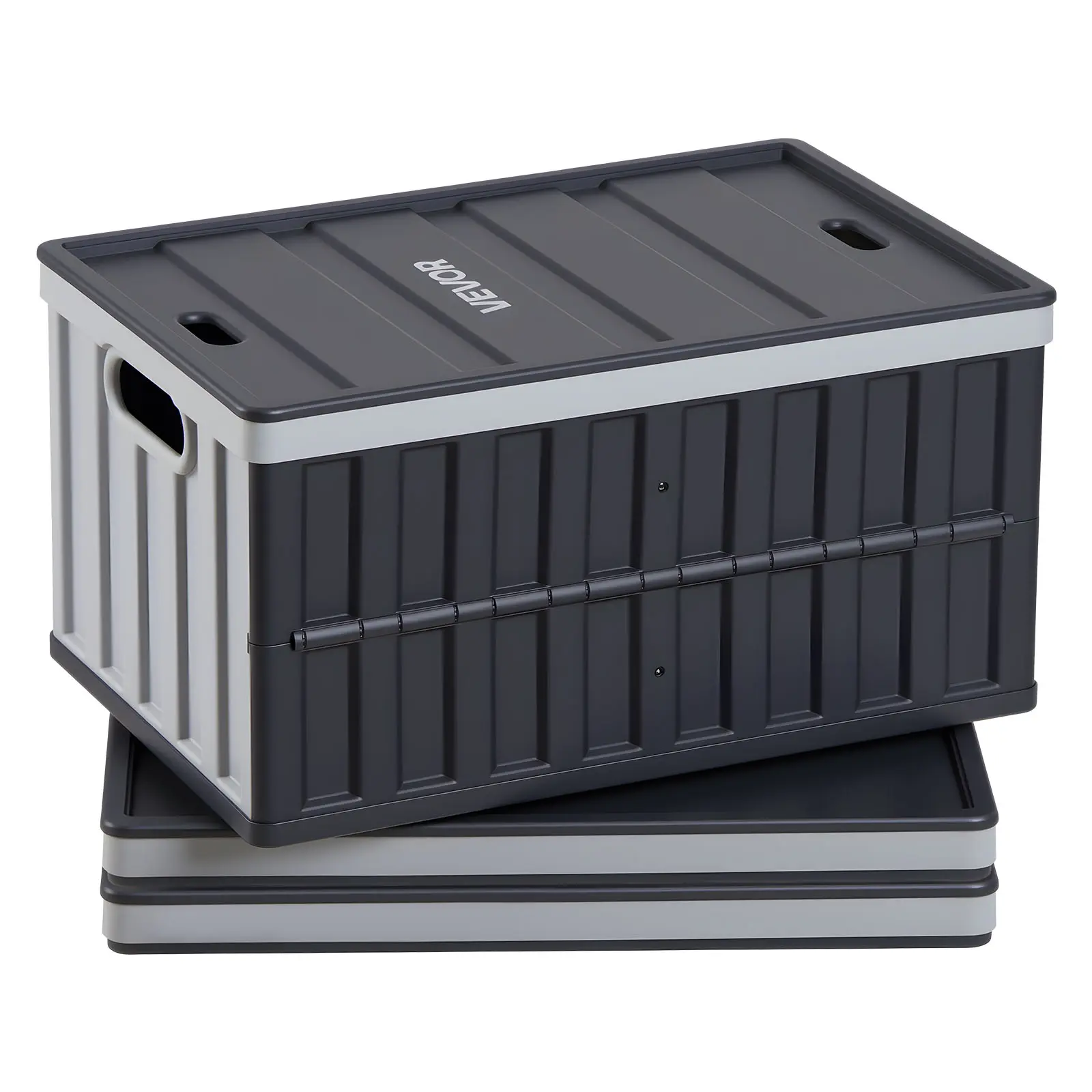 【Summerfinds】VEVOR 3-Pack 65L Plastic Collapsible Storage Boxes with Lids, Stackable Folding Crates with Handles, 84 lbs Capacity Per Bin, Heavy-Duty Household Organizer