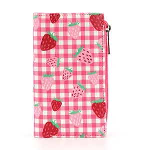Strawberry Gingham Bifold Wallet with ID Window