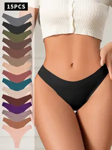 Women's Comfortable Soft Plain Low Waist Thong Panties, Casual Fitted Underwear for All Seasons, Pack of Multiple Sizes Available