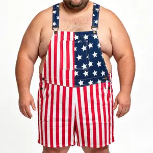 Plus Size Unisex American Flag Bib Overalls | Soft Stretch Breathable Fabric, Casual Vacation & Independence Day Outfit, Memorial Day Parades Ready – Extended Plus Sizes for Men & Women