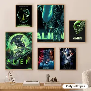 Sci-Fi A-Alien movie Poster HD Sticky Waterproof Wall Art | High Quality Print Aesthetic Home Living Bedroom Bathroom hallway Decor Trendy Room Decoration | Multiple Size Options Available