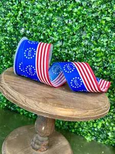 2.5 Inch By 10 Yard Red White And Blue 1776 Stars And Stripes Ribbon