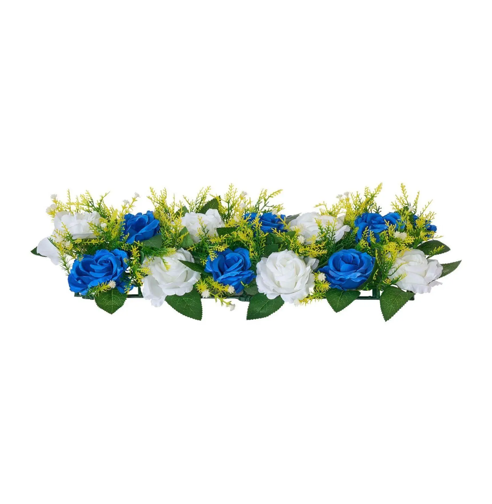 Artificial Flower Balls Bouquet 10 PCS, Blue & White Rose Centerpieces - 19.6 x 8.6 Inch Faux Floral Arrangements for Wedding, Home Table Decor 19.6x8.6 inches Blue + White