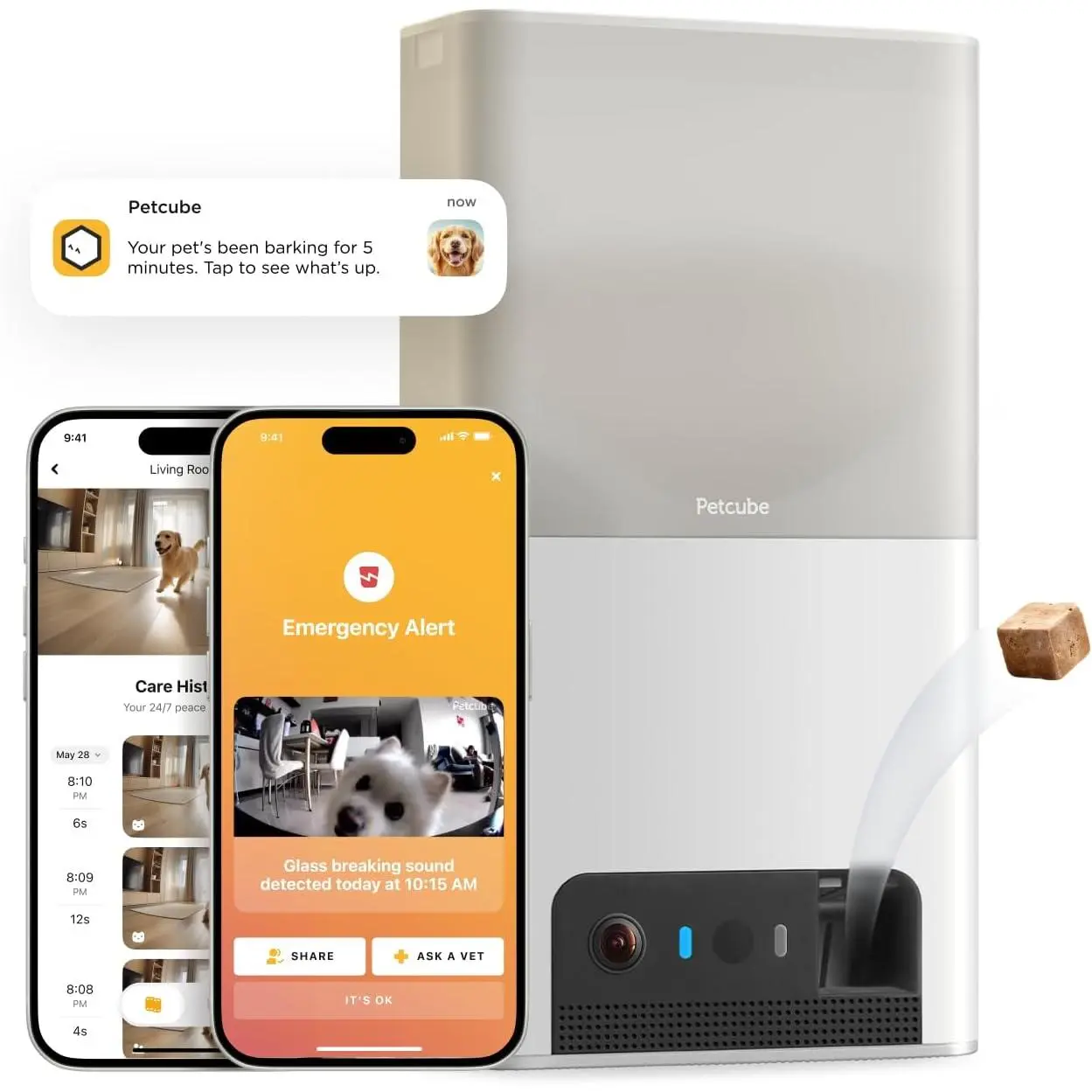 Bites 2 Lite Interactive WiFi Pet Monitoring Camera with Phone App and Treat Dispenser, 1080p HD Video, Night Vision, Two-Way Audio, Sound and Motion Alerts, Cat and Dog Monitor