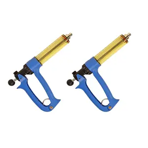 2-Piece 50ML Semi Automatic Livestock Syringe, 5 Gears Dose Accurate Adjustment Cattle Vaccine Gun, Continuous Repeating Luer Lock Veterinary Syringe for Cow Goat Hog Sheep