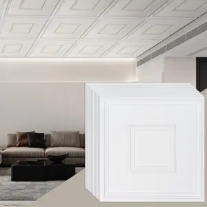 Ceiling Tiles, 12-Pack, 24 X 24 Inches, Premium PVC Panels for Drop-In or Glue-Up Installation, Easy Cutting and Fast Install, White Ceiling Covering for Home and Office Renovation, Durable, Lightweight, Low Maintenance Decor