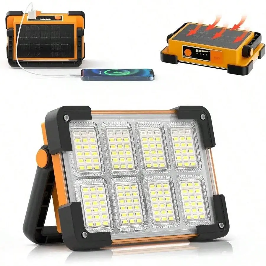 New Rechargeable Solar Flood Light Outdoor Portable LED Reflector Spotlight Rechargeable Projector Floodlight Construction Lamp