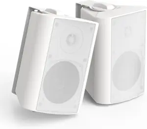 Herdio 4 Inch 200 Watt Outdoor Indoor Bluetooth Speakers,Wall Mount Waterproof Wired for Patio,Deck,Yard,Garage(White)