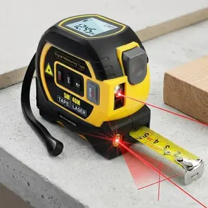 3-in-1 Digital Laser Tape Measure, 196ft/60m High Precision Laser Distance Meter with Backlit LcD, Auto-Lock 16ft Tape, Quick Measurement, Feet/Inch/Meter/Millimeter Unit Switch, Professional Construction Engineering Measuring Tool for Indoor Outdoor Use