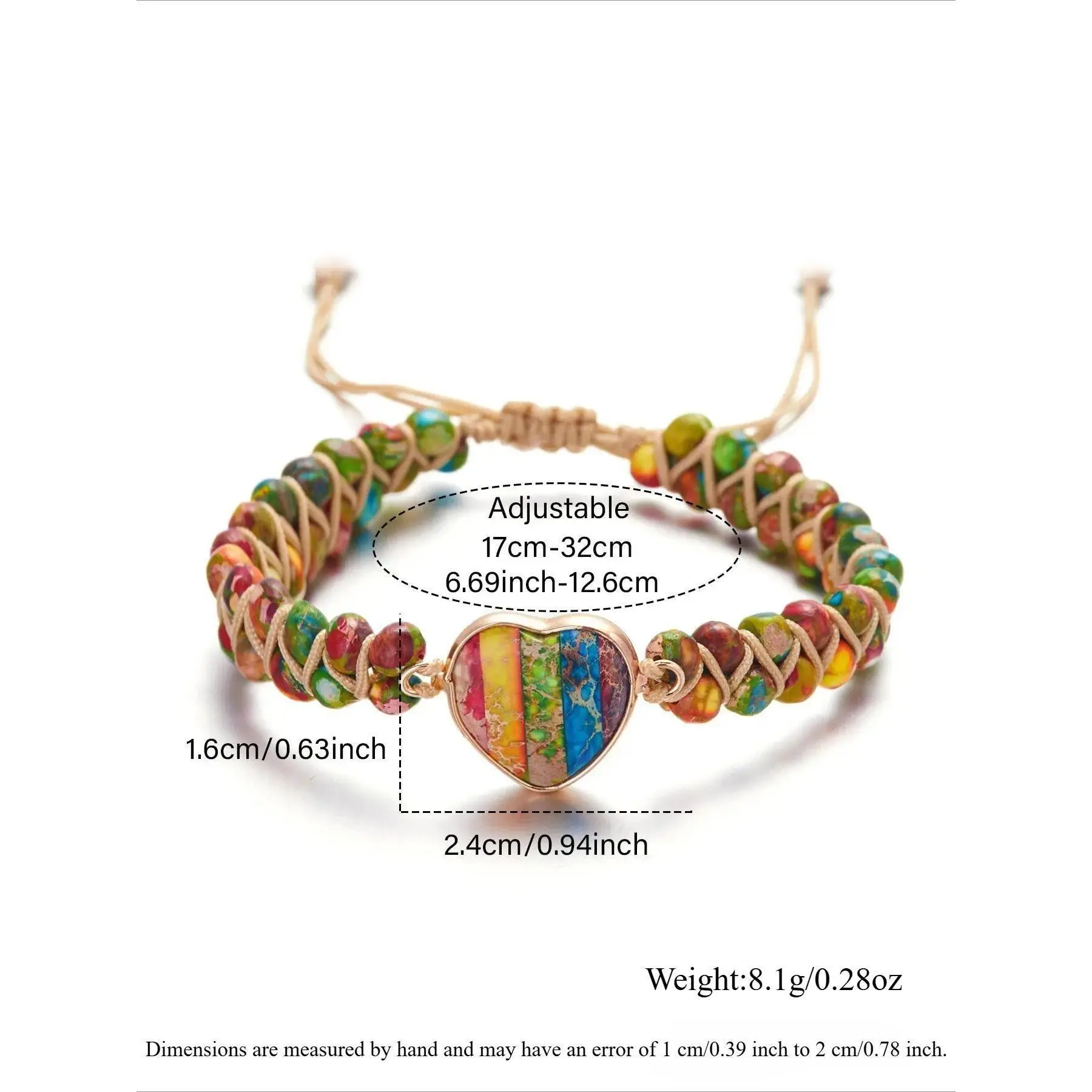 Women's Handmade Beaded Braid Bracelet with Heart Charm - Boho Style Braid Design Unisex One Size Fits All Fashionable Gaming Jewelry, Ideal Gift for Sports & Outdoor Fans, Beaded Handmade Jewelry