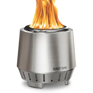 Fuoco Smokeless Tabletop Fire Pit | 3-in-1 Ash Pan | Portable Wood & Pellet Firepit | Stainless Steel | 120% More Efficient Burn | Backyard, Patio & Camping | Easy Ignition & Compact Design