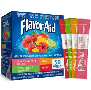 Flavor Aid Aguas Frescas Singles To Go Variety Pack, Powdered Drink Mix, 1 Box (50 Single Servings)