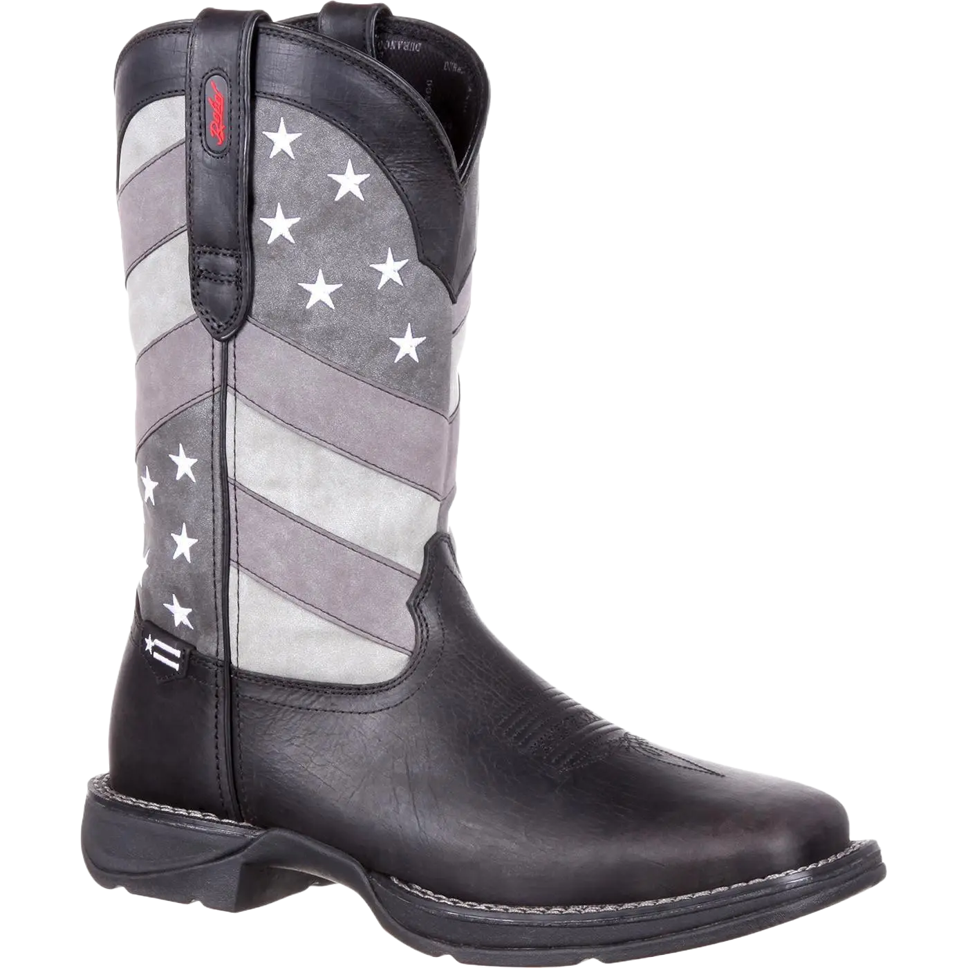 Durango Men's Rebel Faded Black & Grey Flag Square Toe Boot DDB0125