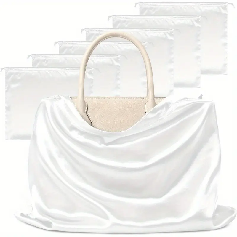 6pcs Smooth Silk Blend Breathable Dust Cover Drawstring Storage Pouches (40x50cm/19.6x23.6in,19.6x15.7in) - Foldable, Reusable, Machine Washable for Specialty Kitchen Storage, Purse Protection, Dustproof Cover