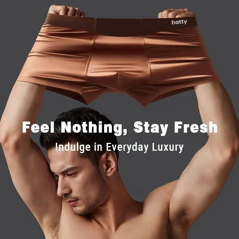 2025 Trending Mulberry Silk Men's Ice Silk Underwear Antimicrobial Men's Boxer Briefs