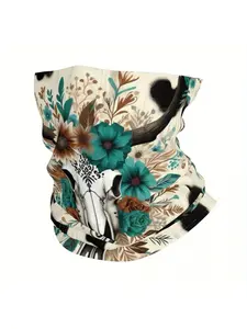 Southwestern Cow Skull Print Lightweight Bandana - Versatile Neck Gaiter, Scarf & Headband, Casual Soft Scarf