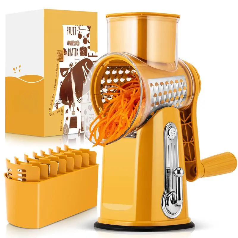 5-Blade BPA-Free Portable Rotary Kitchen Shredder - Multifunctional Cabbage Grater, Dishwasher-Safe Vegetable & Cheese Rotary Slicer