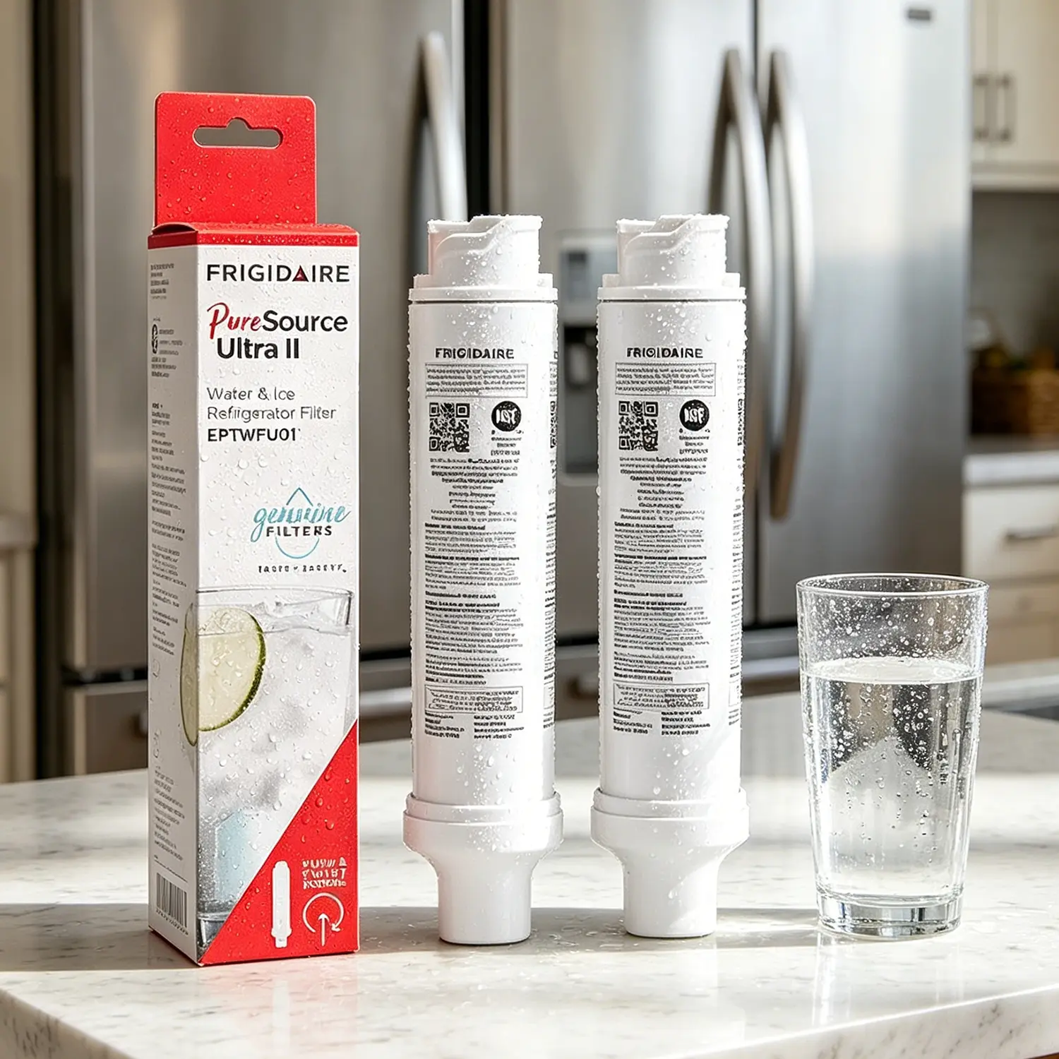 EPTWFU01 Fridge Water Filter Replacement, Compatible with Frigidaire Pure Source Ultra II, EWF02, for Clean Water