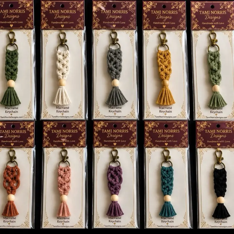 Macrame Keychains - Handmade Boho Decor, Durable Cotton Accessory for Keys, Bags