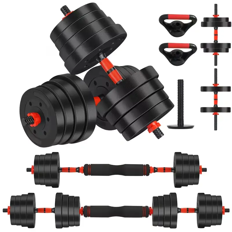Women's 90Lbs 4-in-1 Adjustable Dumbbell Set - Sturdy Thick Connecting Rod, 1-in Hole, Converts to Kettlebell/Barbell/Push-up Support, Soft Weights, Free Strength Training Belt for Home Workout, Athletic Workout Equipment, Fitness