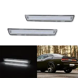 2PCS Clear Lens White LED Rear Side Marker Lights For Dodge Challenger 2015 2016 2017 2018 2019 2020 2021 2022 2023 Replace OEM 68195788AB, 68195789AB, 68195797AB, 68195796AB, 68195788, 68195789, 68195797, 68195796