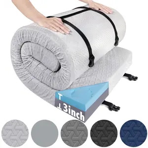 #SummerVibes Dual Layer Memory Foam Camping Mattress Pad, 3 Inch Thick Portable Roll Up Sleeping Pad Mat with Waterproof Cover for Adults Travel Car Tent Truck Cot, Camping Cot Mattress Pad Floor Guest Bed for Sleepover, 72" x 24" #tiktokshopmemorialday